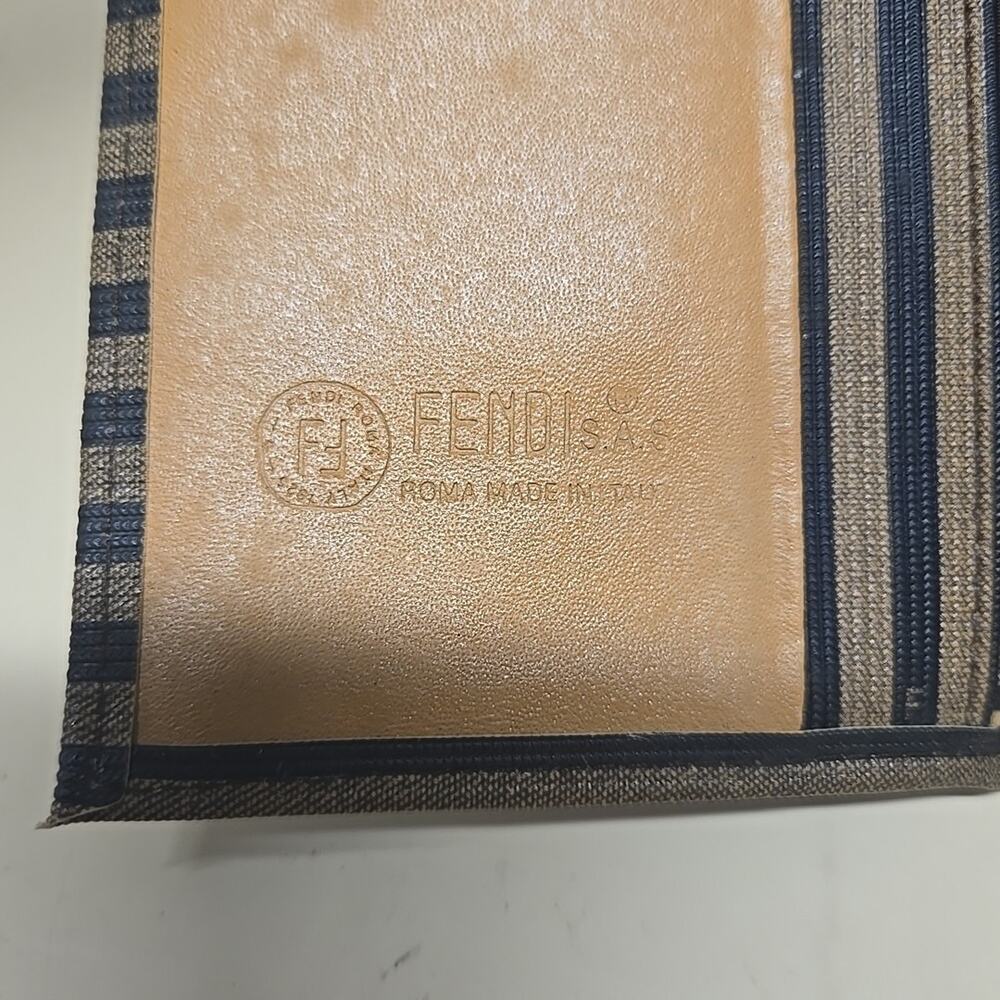 Fendi Striped Pequin Long Tri Fold Checkbook Wallet Vintage Glam - Picture 9 of 16